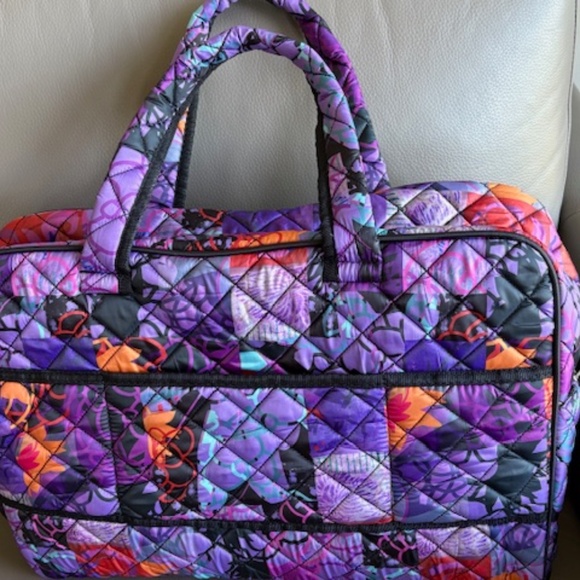 DOLCEZZA large quilted fabric travel bag multicolour purple with shoulder strap - Picture 6 of 16